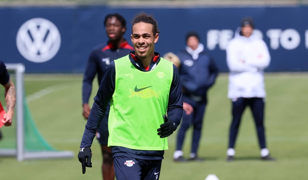 „Auf jeden Fall nicht nur Fünfter werden”: Yussuf Poulsen im Dienstagstraining bei RB.