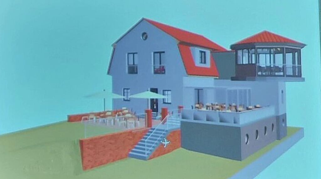 So könnte sich das Hafengebäude mit Gaststätte in Zukunft präsentieren. Mit einem angebauten Turmzimmer.