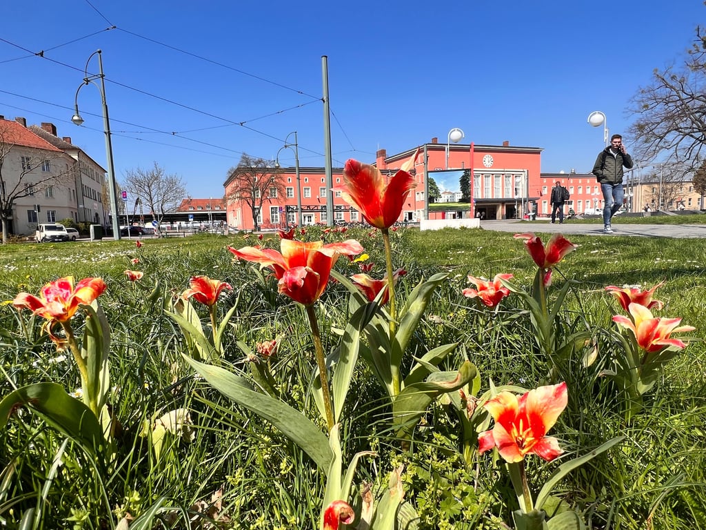 Blick auf den Hauptbahnhof in Dessau.