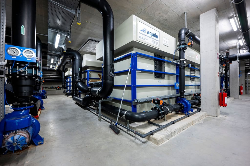 Die Wasseraufbereitungsanlage im Keller des Erfurter Nordbades.