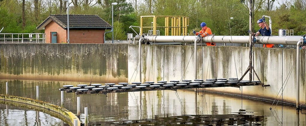 Ausgetauscht wird der Belüfterteller in einem Belebungsbecken des Klärwerks Schönebeck.