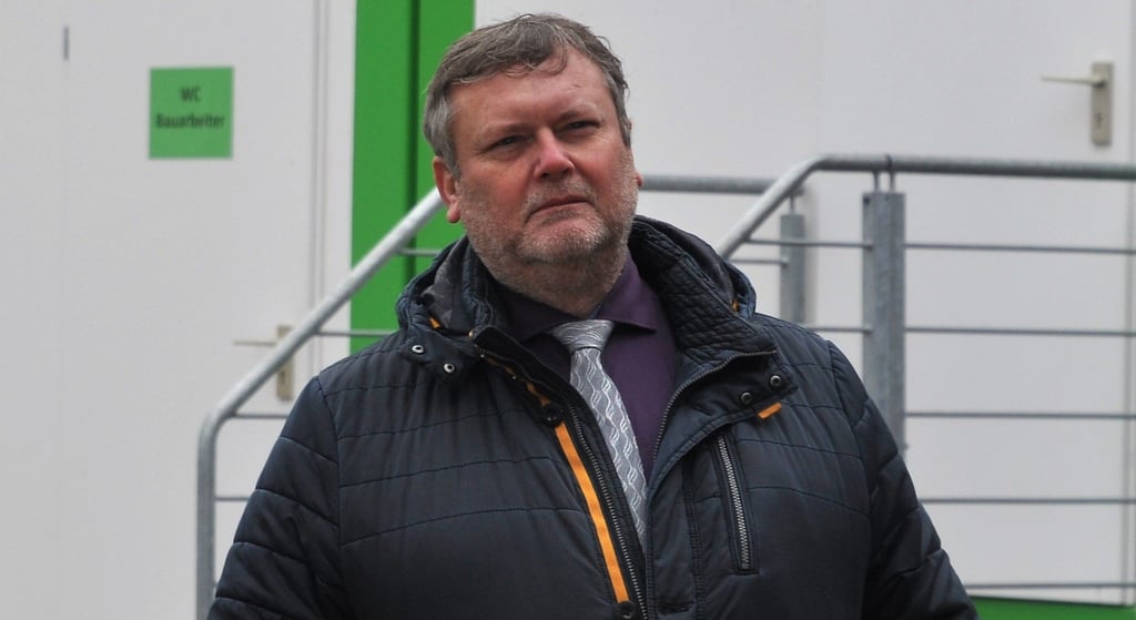 Matthias Günther, hier beim Richtfest für den Ersatzneubau des Bismarck-Gymnasiums.