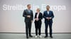 „Streitbar in Europa“: Der Parteitag der FDP um Lindner (l-r), Strack-Zimmermann und Djir-Sarai könnte für Zoff in der Ampel-Koalition sorgen.