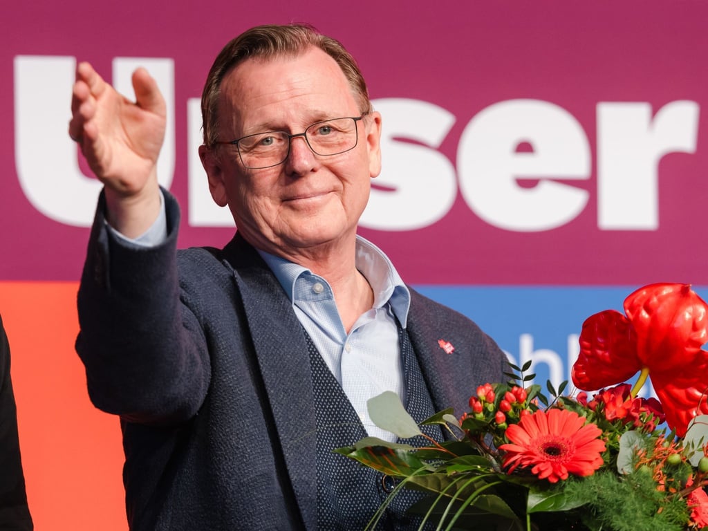 Thüringen Ministerpräsident Bodo Ramelow reagiert bei der Landesvertreterversammlung der Linke.