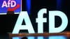 Das Logo der AfD bei einer Wahlkampfkundgebung für die Europawahl.