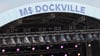 Über der Bühne Großschot steht die Aufschrift „MS Dockville“ auf dem Gelände des gleichnamigen Festivals.