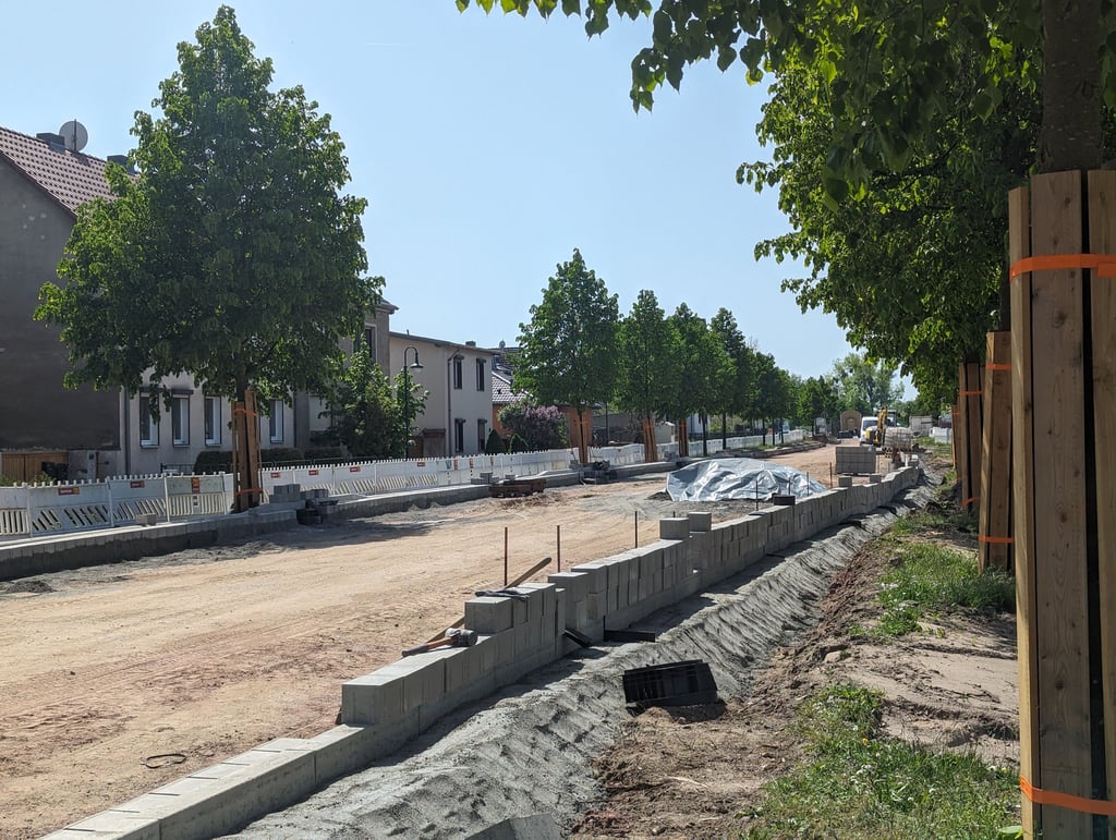 Auf Höhe der künftigen vierten Querungshilfe sind entlang des aktuellen Bauabschnitts in der Ortsdurchfahrt Gerwisch die umfangreichsten Arbeiten notwendig. Die gute Nachricht: Die Baustelle liegt nach wie vor im Plan.