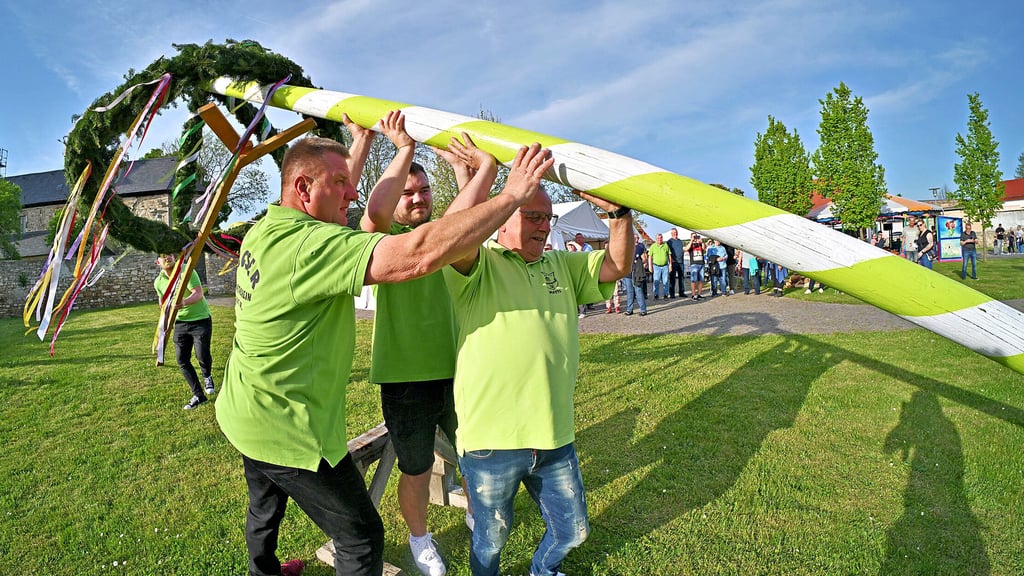 Jahrelange Übung: Schon nach kurzer Zeit stand der Maibaum in Frose.