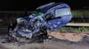 Eines der beiden Autos, die bei einem Unfall zwischen den Thalenser Ortsteilen Westerhausen und Warnstedt zerstört wurden