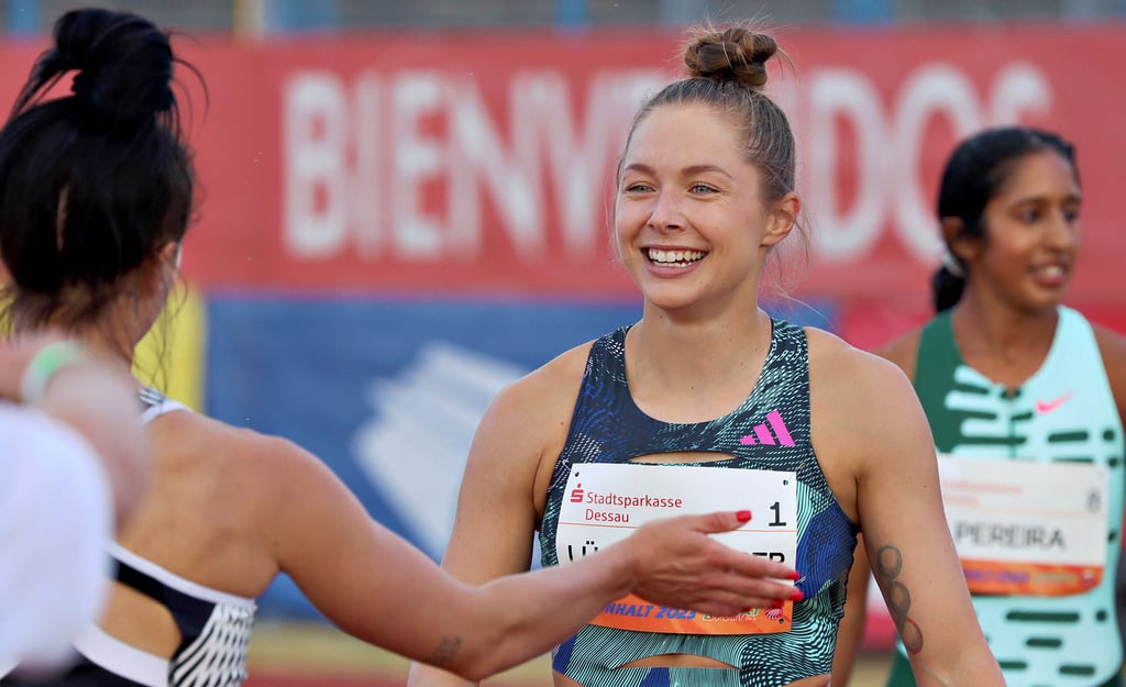 Sprint-Ass Gina Lückenkemper (r.) peilt am 24. Mai einen neuen Stadionrekord in Dessau an.