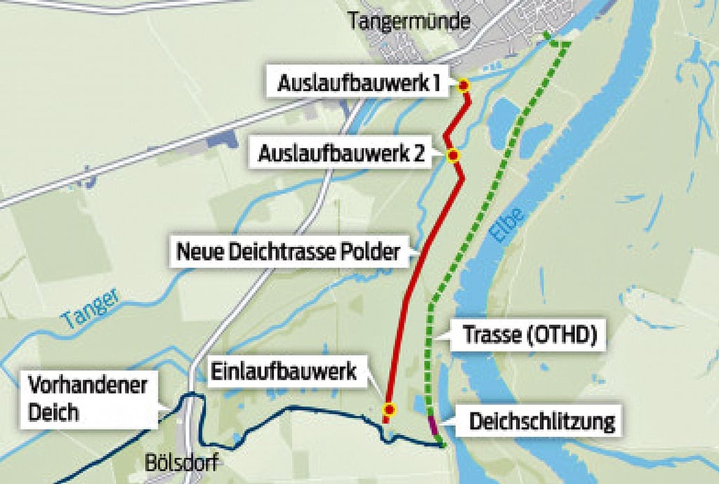 An den ersten Ideen für die Ausweisung einer Polderfläche bei Tangermünde von 2021 will das LHW weiterhin festhalten.