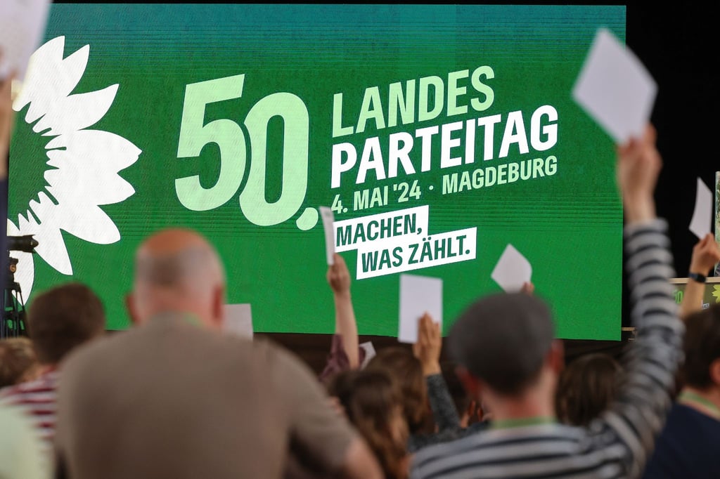 Delegierte stimmen ab auf dem 50. Landesparteitag von Bündnis 90/Die Grünen Sachsen-Anhalt ab.