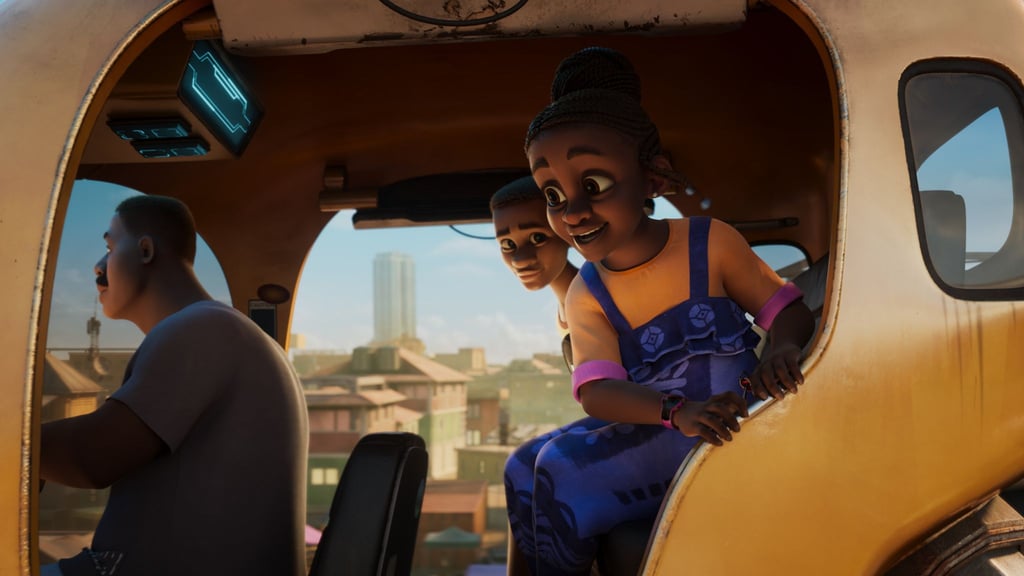 Szene aus der Kinderserie Iwaju, einer Animationsserie, die in einem futuristischen Lagos in Nigeria, spielt.