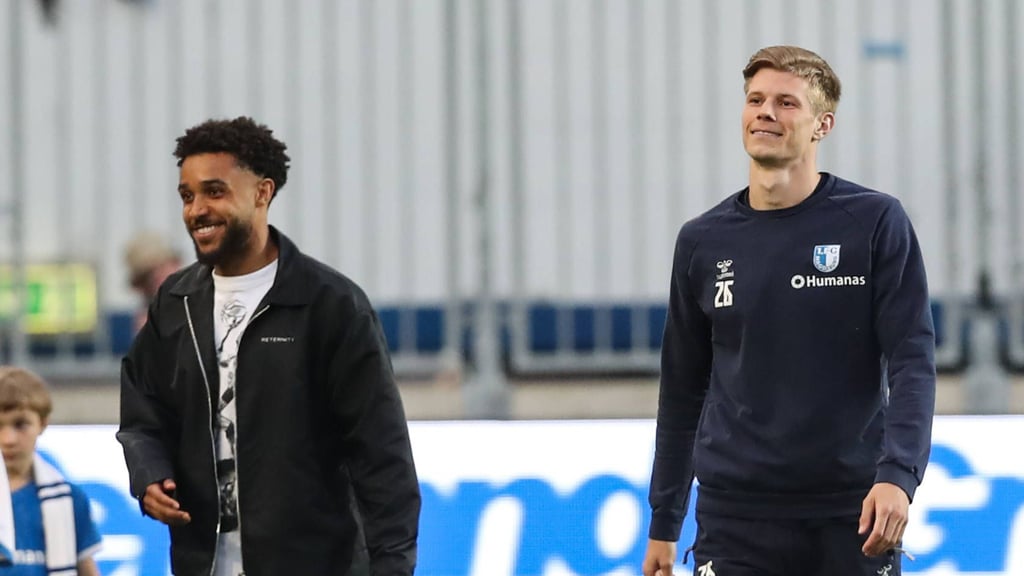 Leon Bell Bell (l.) und Luca Schuler (r.) fielen für das Heimspiel des 1. FC Magdeburg gegen SpVgg Greuhter Fürth am Freitag aus.