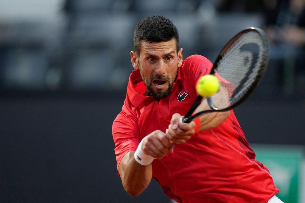 Novak Djokovic während seines Spiels gegen Corentin Moutet.