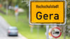 Das Ortseingangsschild von Gera (Thüringen).