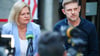 Bundesinnenministerin Nancy Faeser und Europaabgeordneter Matthias Ecke sprechen nach einer Wahlkampfveranstaltung der sächsischen Sozialministerin mit Journalisten.