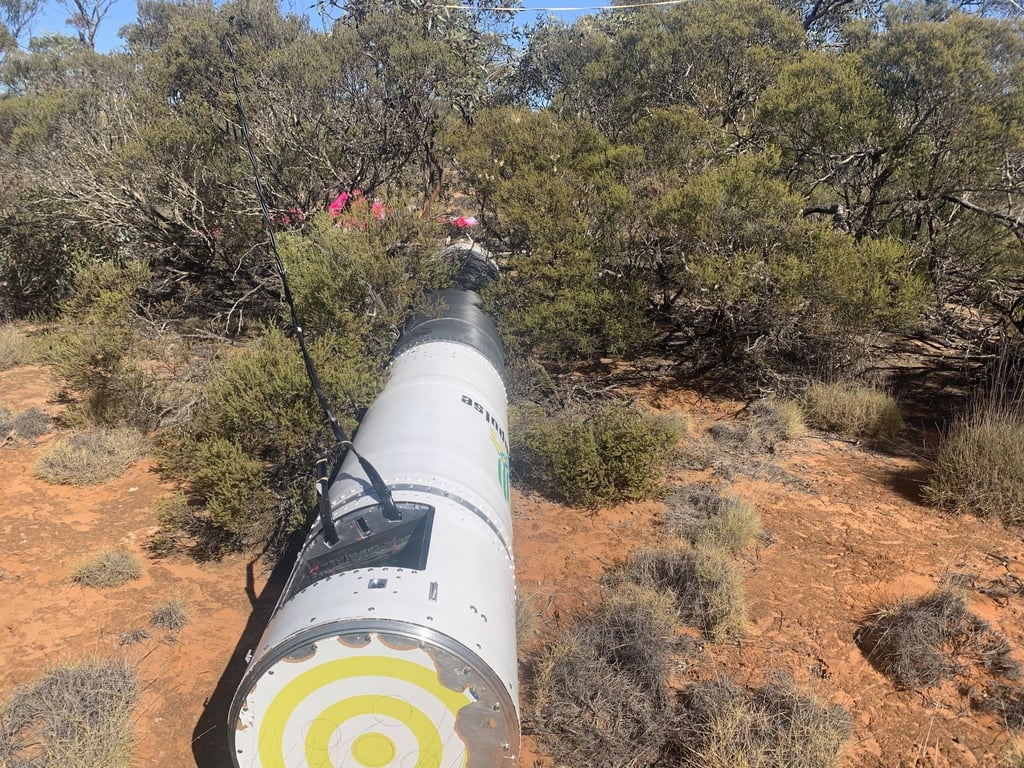 Die Trägerrakete SR75 des Start-ups HyImpulse ist nach ihrem Testflug in Australien wieder auf dem Weg nach Deutschland.