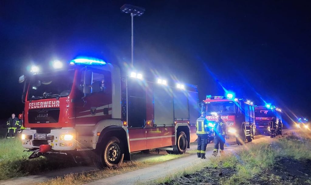Vier Feuerwehren sind am Montagabend zu einem Brand auf einer Wiese zwischen Uthmöden und Bülstringen ausgerückt.