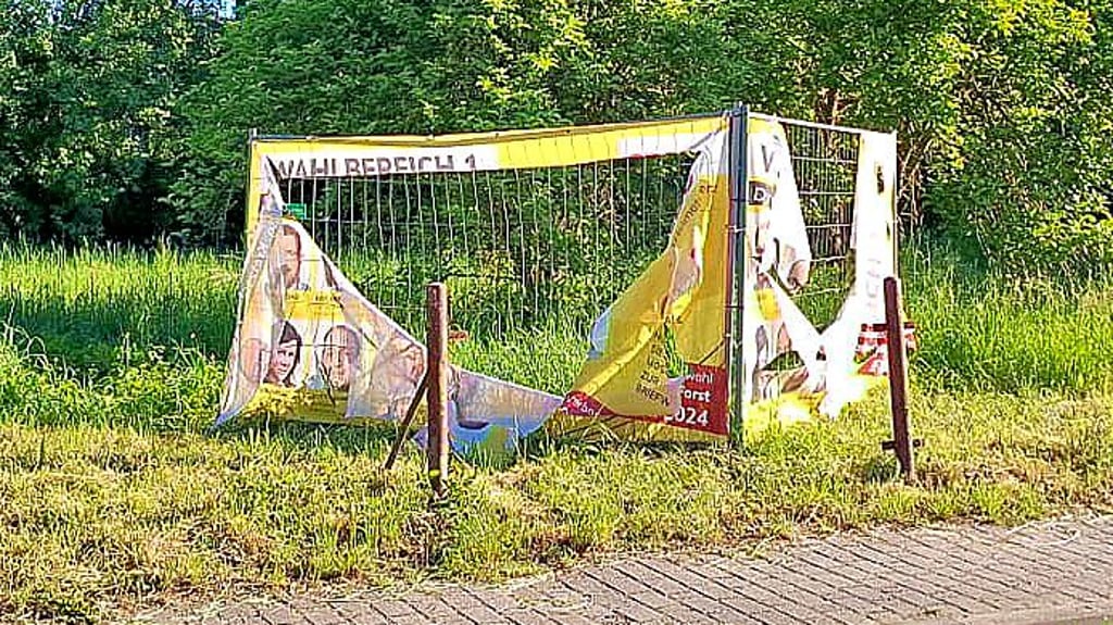 Zerstörtes Wahlplakat in Droyßig