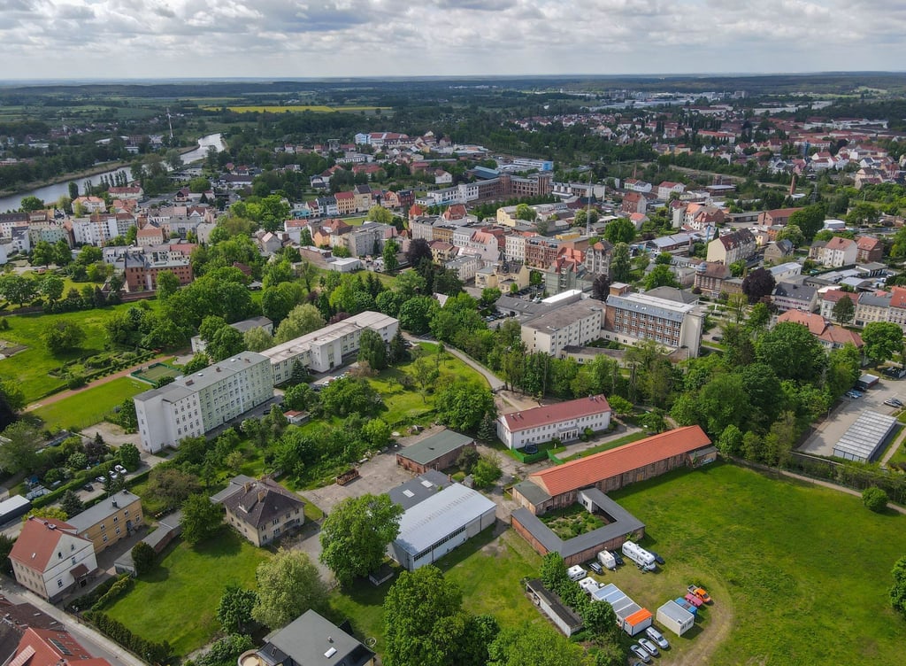 Blick auf das Zentrum der deutsch-polnischen Grenzstadt Guben.