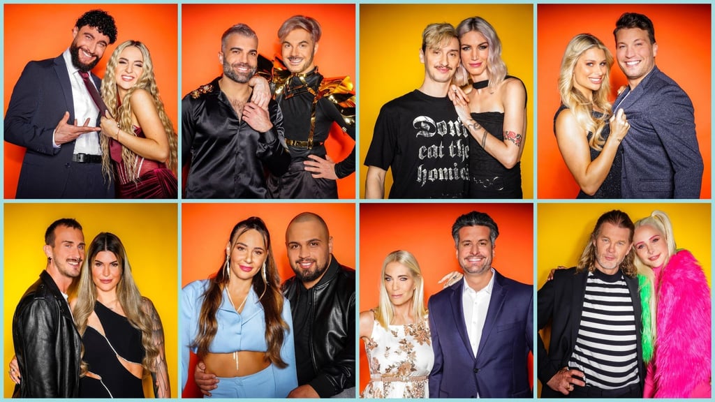 Diese Paare sind 2024 in der RTL-Show „Das Sommerhaus der Stars - Kampf der Promipaare“ dabei: oben v.l. Influencer Umut Tekin und Emma Fernlund, Rafi Rachek und Reality-Icon Sam Dylan, Model und Influencerin Tessa Bergmeier und Freund Jakob, Vanessa Schmitt und Raúl Richter - unten v.l. Reality-Personality Gloria Glumac und Freund Michael, TV-Sternchen Alessia Herren und Partner Can, Designerin Sarah Kern und Tobias Pankow, Model Theresia Fischer und Stefan Kleiser.