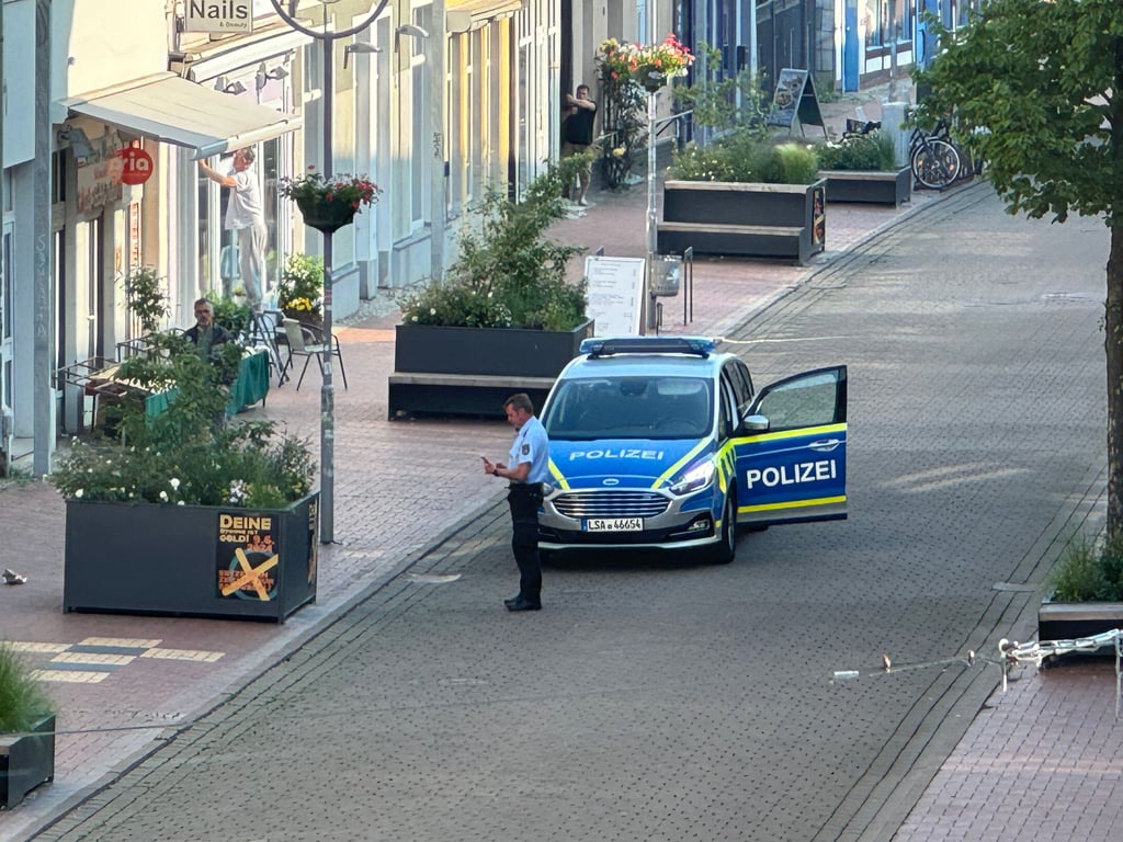 Die Polizei machte Beweisfotos, bevor die Plakate von Stadtmitarbeitern abgenommen wurden.