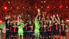Double-Sieger Bayer Leverkusen nach dem Pokalgewinn