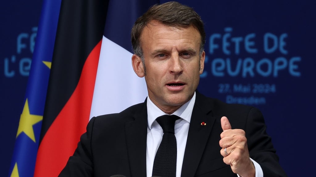 Emmanuel Macron, Präsident von Frankreich, spricht.