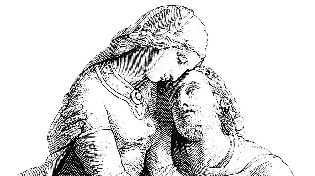Heloise und Abaelard auf einem Bildnis von 1894
