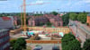 Baustelle für einen Container-Bau am Uniklinikum Magdeburg.  Um diese Fläche soll bis 2035 das neue Zentralkrankenhaus entstehen.