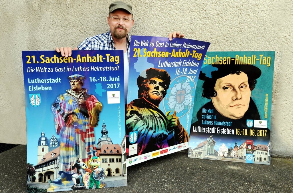 Für den Sachsen-Anhalt-Tag 2017 entwarf Lutz Döring drei Plakate. Die Jury wählte das mittlere als Sieger aller eingereichten Arbeiten aus.
