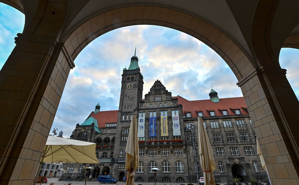 Blick auf das Neue Rathaus in Chemnitz.