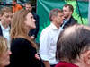 Terry Reintke (vorn) und Robert Habeck bei einer Wahlkundgebung der Grünen in Magdeburg.