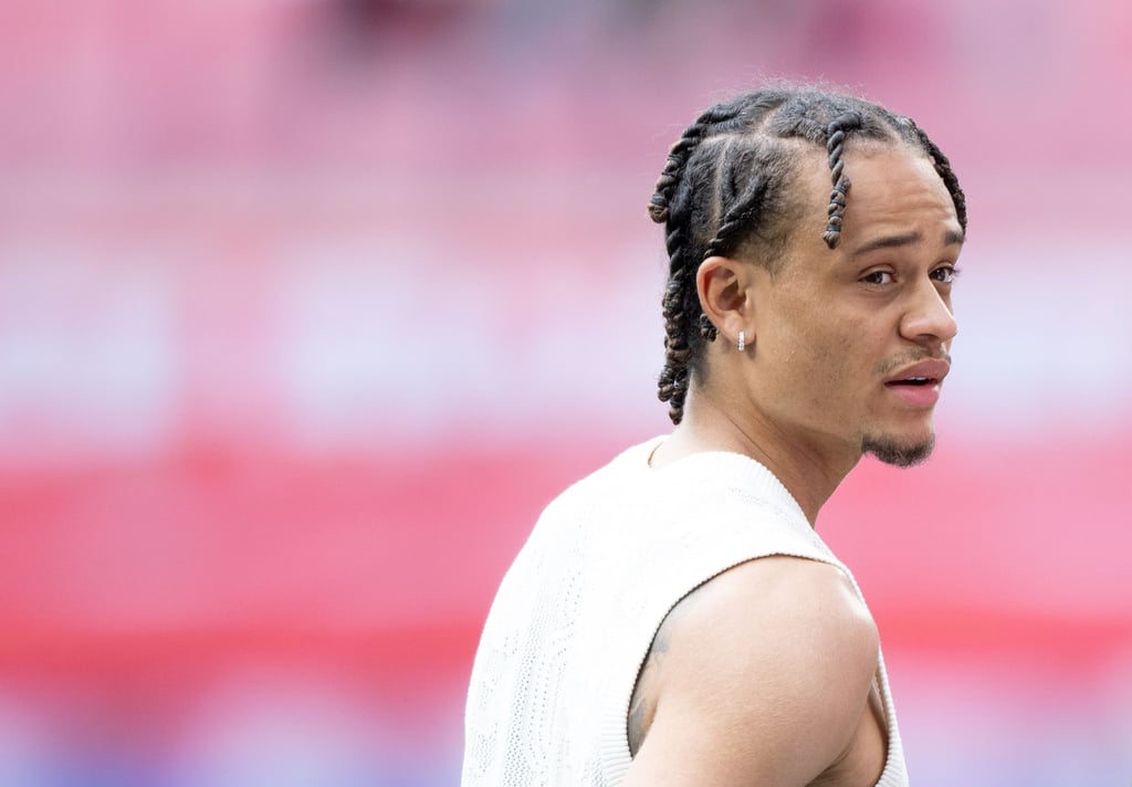 Fußball: Bundesliga, RB Leipzig - Werder Bremen, 33. Spieltag, Red Bull Arena. Leipzigs Xavi Simons im Stadion.