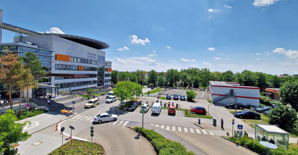 Das kommt hier alles weg: Der Vorplatz des Uniklinikums in Halle soll in den nächsten Jahren komplett umgebaut werden.