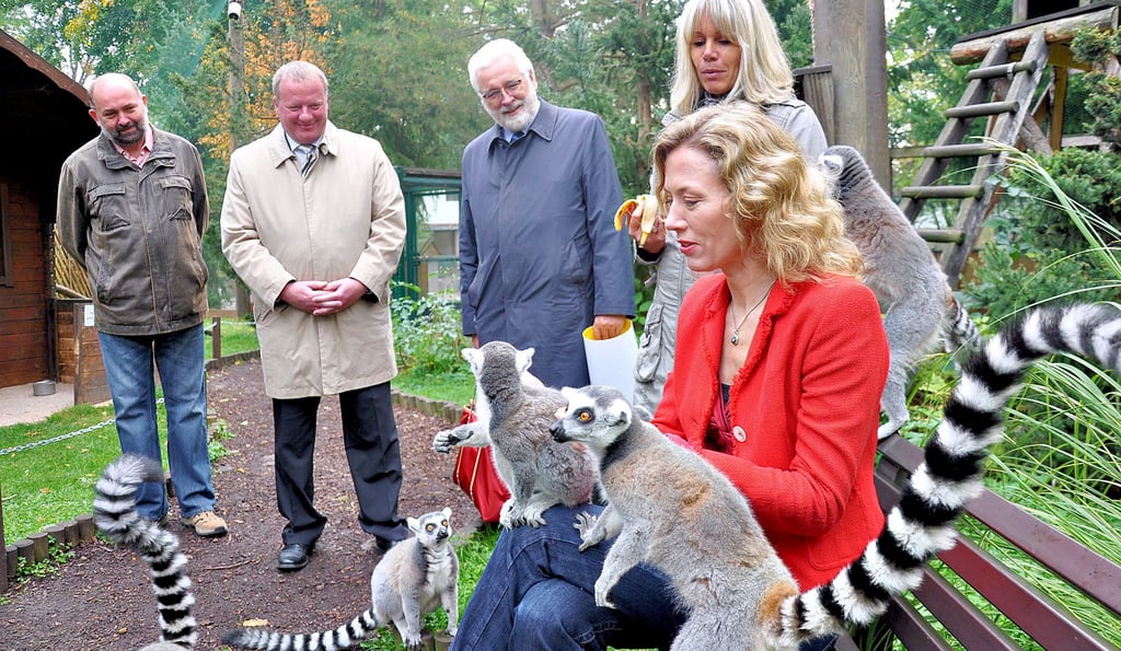 Ein Höhepunkt in der jüngeren Geschichte des Staßfurter Tiergartens war 2012 die Unterstützung mit Lottogeldern in Höhe von 15.000 Euro. Lottofee Franziska Reichenbacher (vorn) brachte damals den Scheck für einen Neubau des begehbaren Katta-Geheges mit.