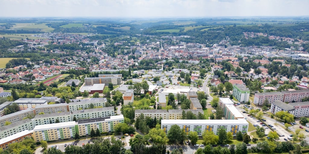 Blick auf die Große Kreisstadt im sächsischen Landkreis Mittelsachsen.