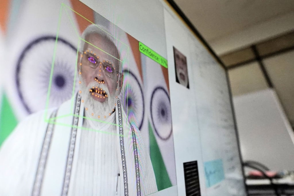 Das Gesicht von Premierminister Modi wird analysiert, um einen Avatar von ihm zu erstellen.