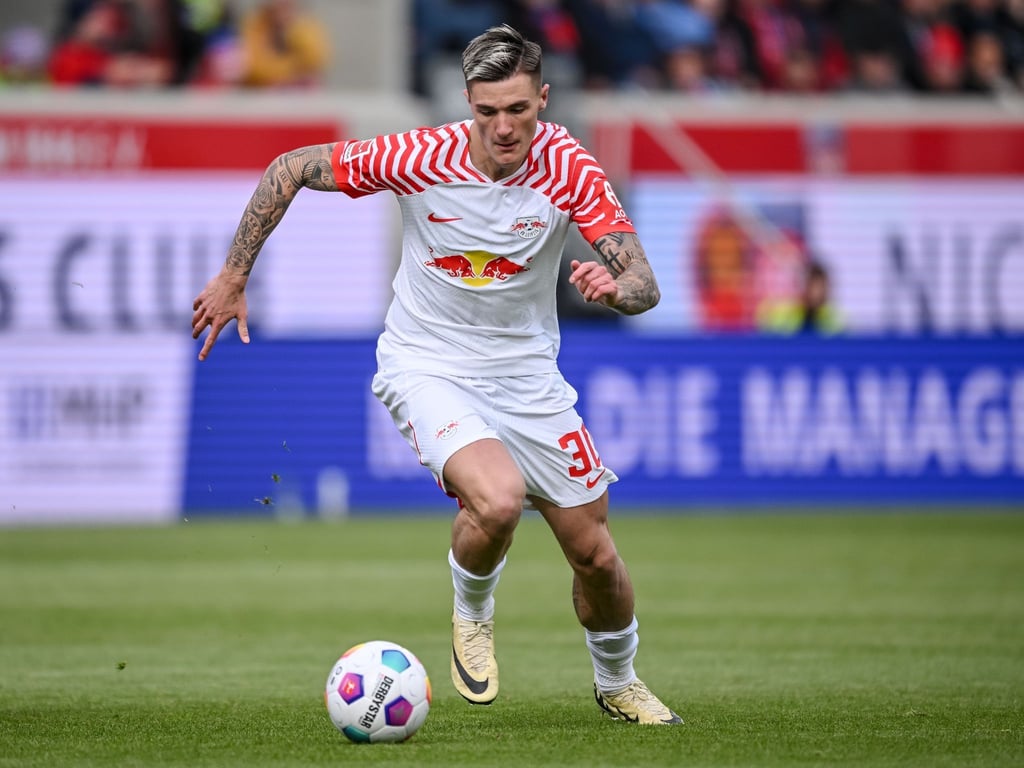 Leipzigs Benjamin Sesko in Aktion. Der Stürmer bleibt bei RB Leipzig.
