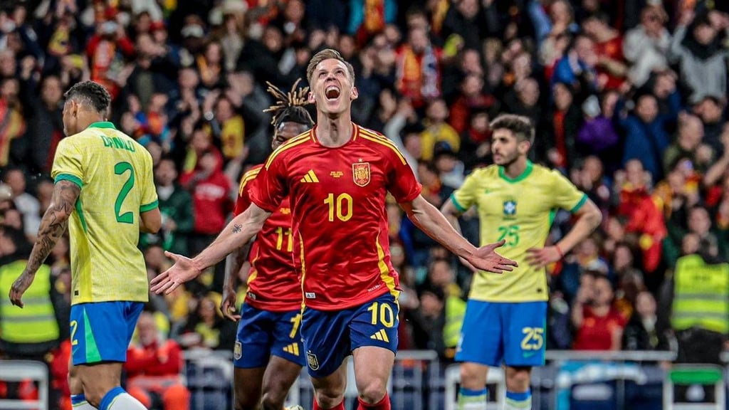 Pure Freude: Olmo traf mit der 10 im März gegen Brasilien.