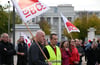 Im Oktober 2022 demonstrierten Chemiearbeiter in Leuna angesichts der damaligen Energiekrise aus Sorge um ihre Arbeitsplätze.