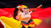Ein Deutschland-Fan feiert beim Public Viewing in der Fanzone am Brandenburger Tor.