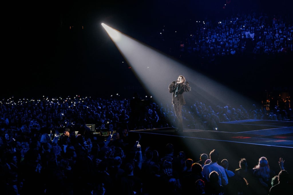Ghost-Frontmann Tobias Forge in seiner Rolle als Papa Emiritus IV bei einem Konzert in Los Angeles 2023.