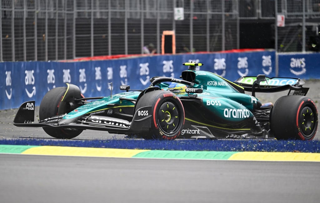 Aston-Martin-Pilot Fernando Alonso hofft auf ein gutes Ergebnis beim Rennen in Bacelona.