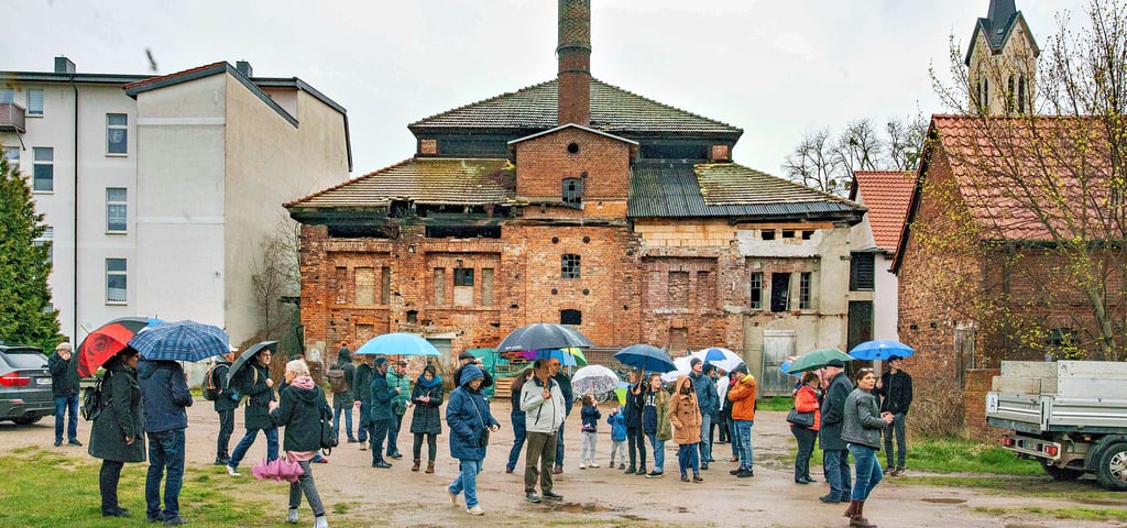 Der Werkstattspaziergang rund um den Markt in Roßlau Anfang März hatte großen Zuspruch gefunden. Die Bandhauer Brauerei - hier die Rückseite - sollte unbedingt bewahrt werden, empfiehlt das Stadtteilentwicklungskonzept.
