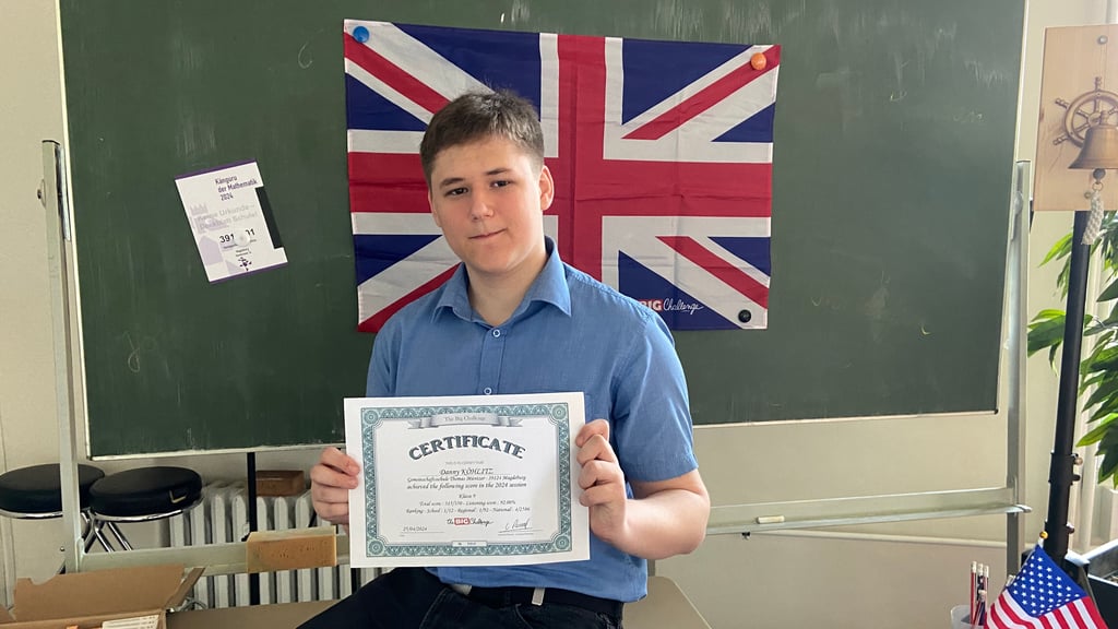 Danny Köhlitz, Schüler in Magdeburg, hat im Englisch-Wettbewerb "Big Challenge" landesweit als Bester abgeschnitten.
