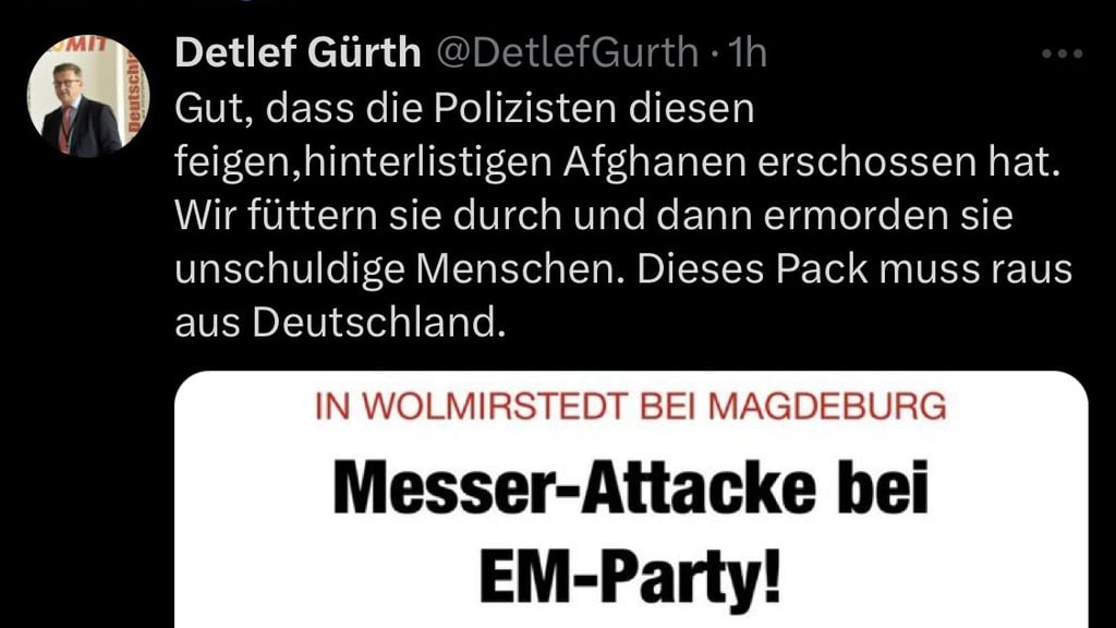 Der mittlerweile gelöschte Beitrag von Detlef Gürth im Kurznachrichtendienst X.