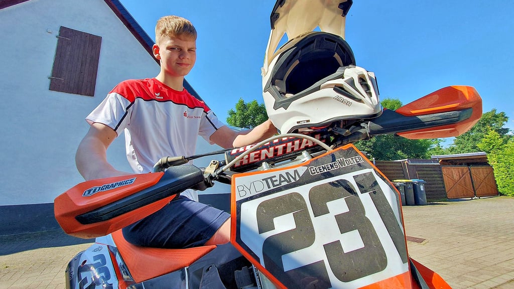 Der 13-jährige Motocrosser Clemens Wolter fährt für den MSC Aschersleben bereits erste Rennen auf seiner 250er.