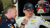 Red-Bull-Teamchef Christian Horner (l) und Max Verstappen.